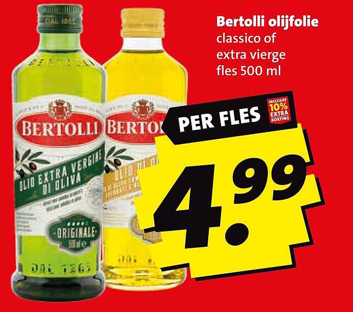 Bertolli olijfolie classico of extra vierge fles 500 ml PER FLES