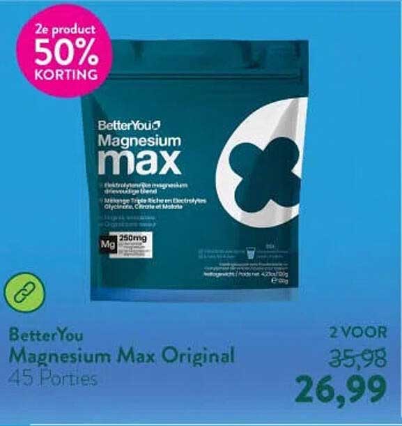 BetterYou Magnesium Max Original 45 Porties 2e product 50% KORTING
