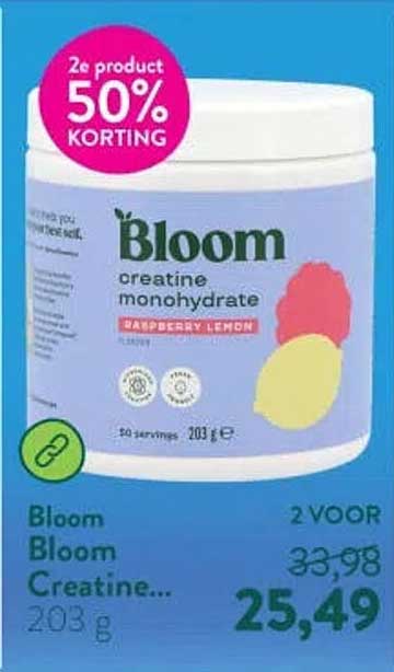 Bloom creatine monohydrate Raspberry Lemon 2e product 50% korting