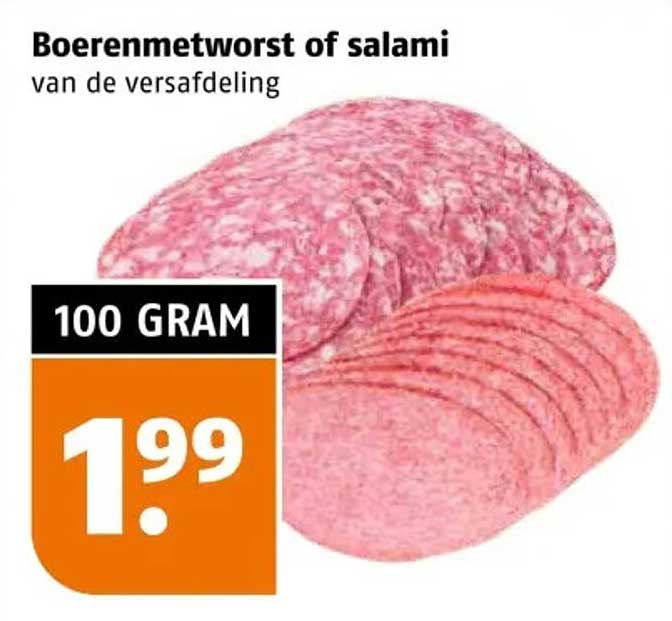 Boerenmetworst of salami van de versafdeling