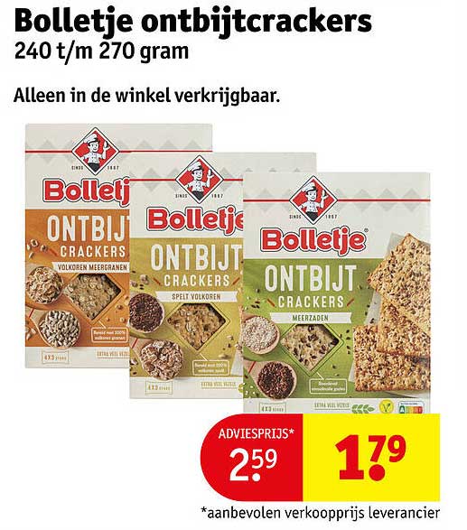 Bolletje ontbijtcrackers 240 t/m 270 gram