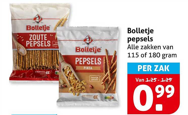 Bolletje pepsels Alle zakken van 115 of 180 gram PER ZAK