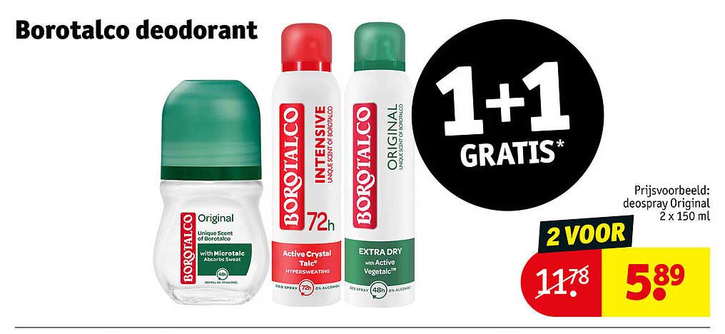 Borotalco deodorant 1+1 GRATIS*