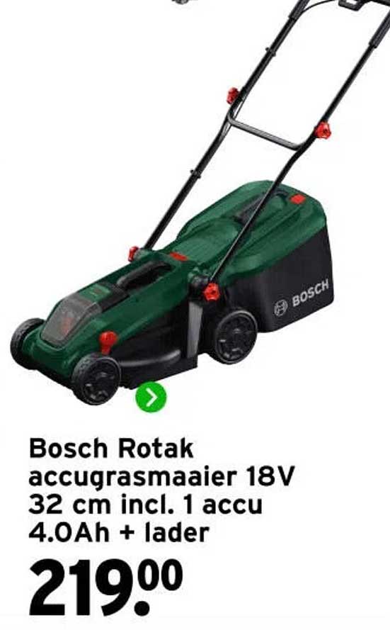 Bosch Rotak accugrasmaaier 18V 32 cm incl. 1 accu 4.0Ah + lader