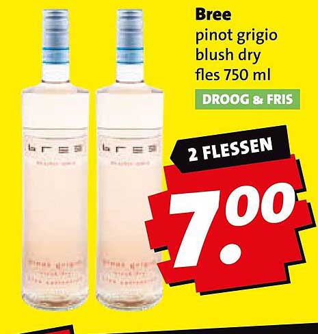 Bree pinot grigio blush dry fles 750 ml DROOG & FRIS 2 FLESSEN