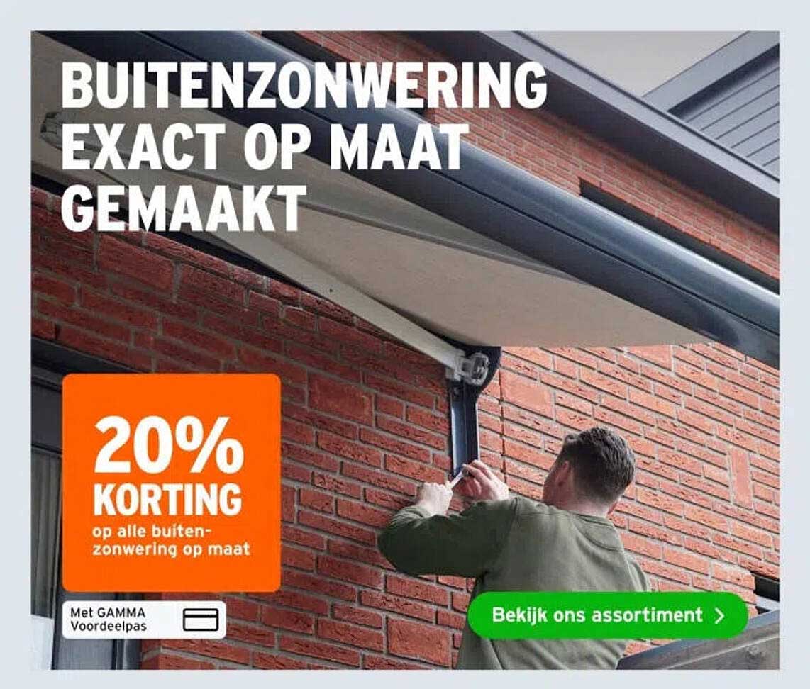 BUITENZONWERING EXACT OP MAAT GEMAAKT 20% KORTING op alle buitenzonwering op maat