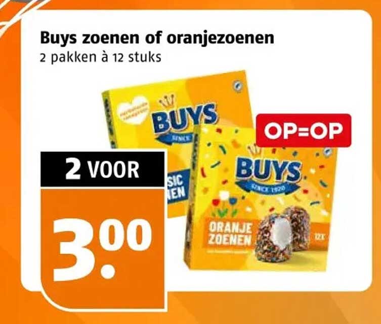 Buys zunen of oranjezounen 2 pakken à 12 stuks OP=OP