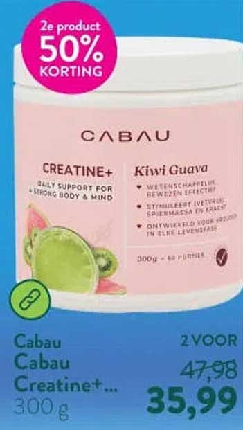 Cabau Creatine+ Kiwi Guava 2e product 50% korting