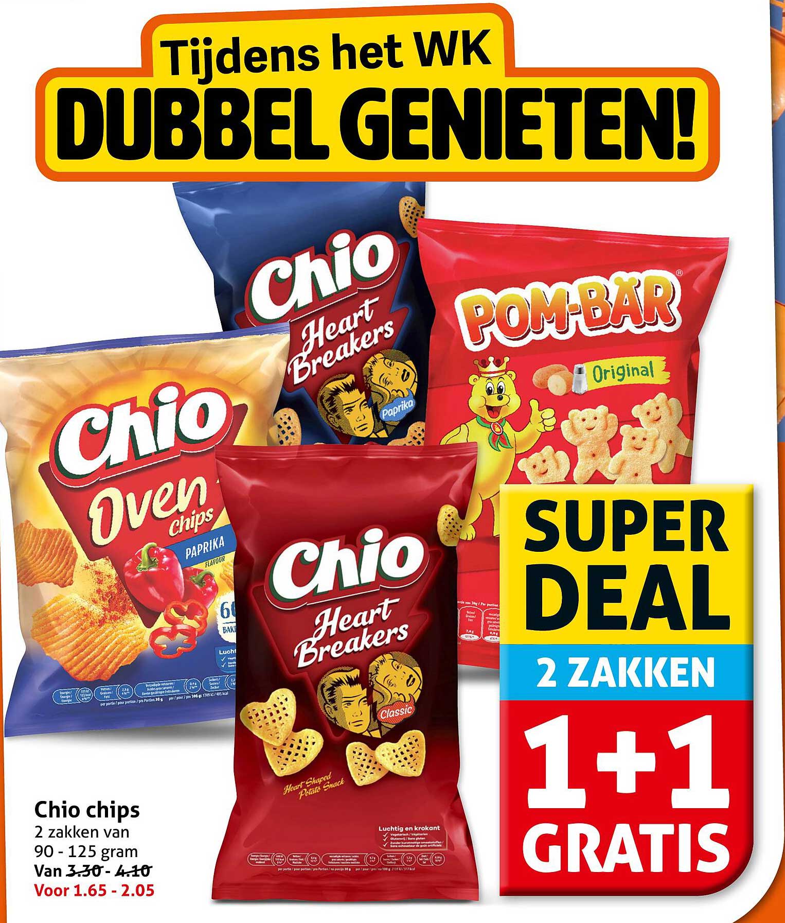 Chio chips 2 zakken van 90 - 125 gram 1+1 gratis