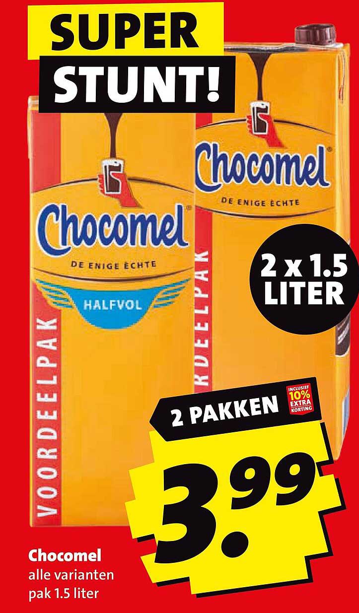 Chocomel alle varianten pak 1.5 liter 2 pakken 2 x 1.5 liter inclusief 10% extra korting