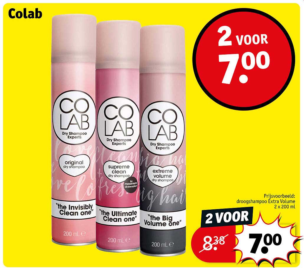 Colab droogshampoo 2 voor 7.00