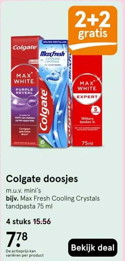 Colgate doosjes 2+2 gratis