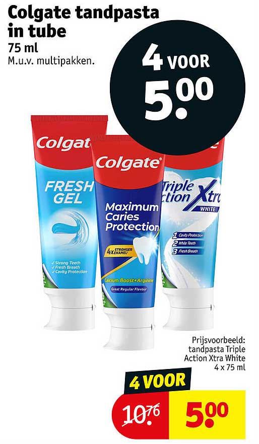 Colgate tandpasta in tube 75 ml 4 VOOR 5.00