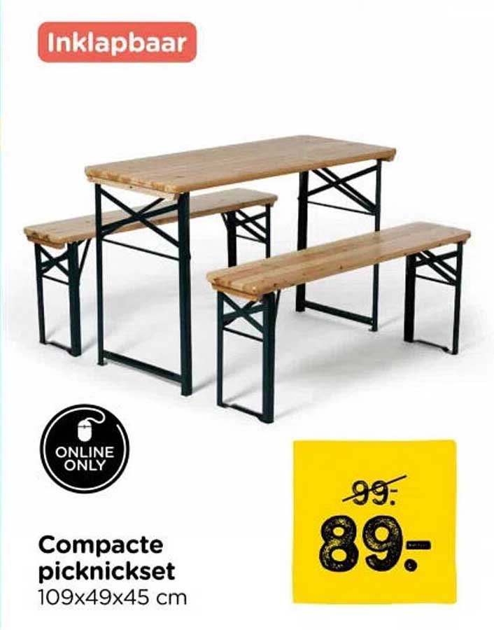Compacte picknickset 109x49x45 cm