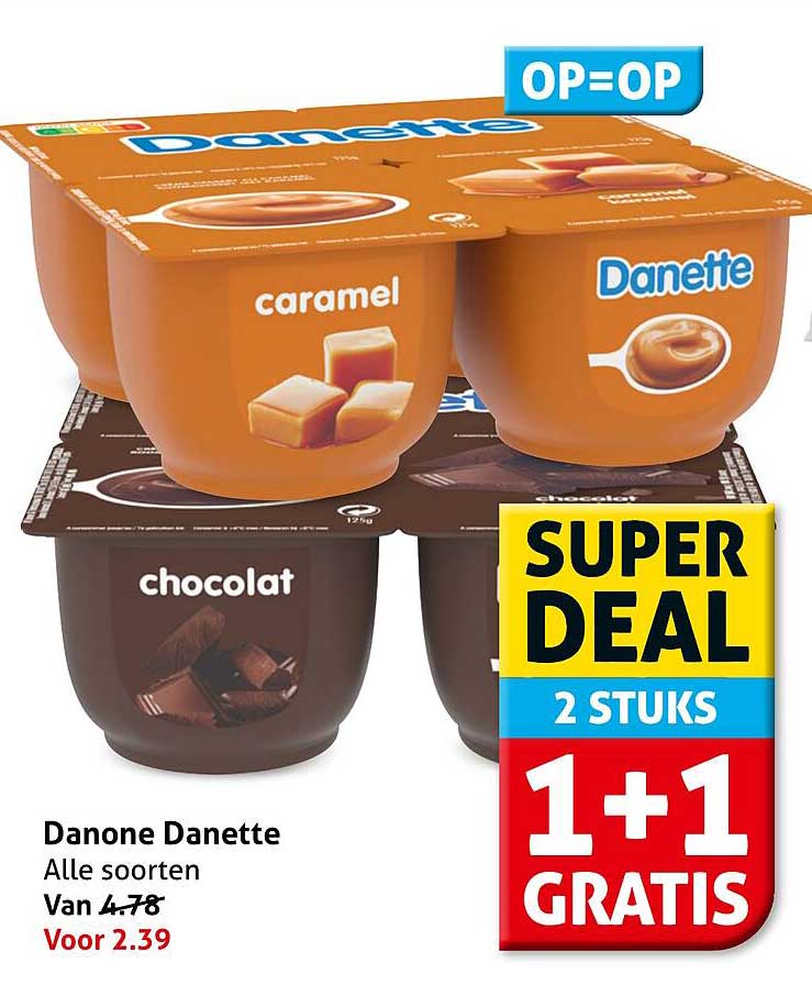 Danone Danette Alle soorten 1+1 gratis