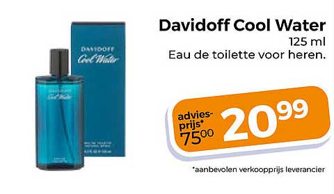 Davidoff Cool Water 125 ml Eau de toilette voor heren.