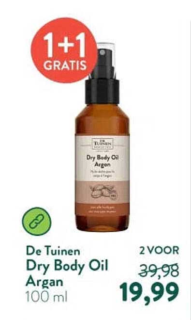 De Tuinen Dry Body Oil Argan 100 ml 1+1 gratis