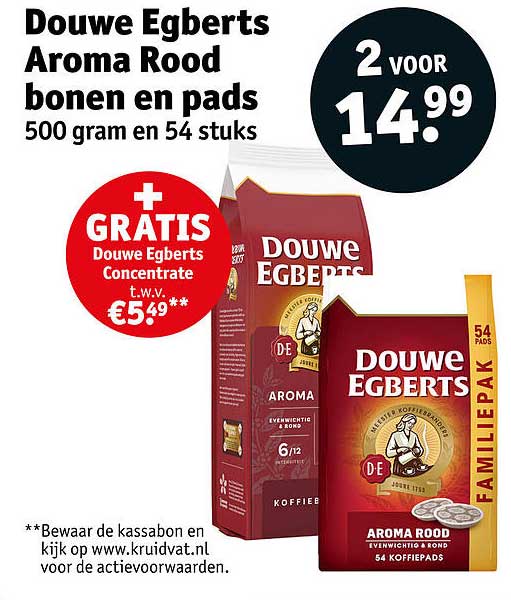 Douwe Egberts Aroma Rood bonen en pads 500 gram en 54 stuks