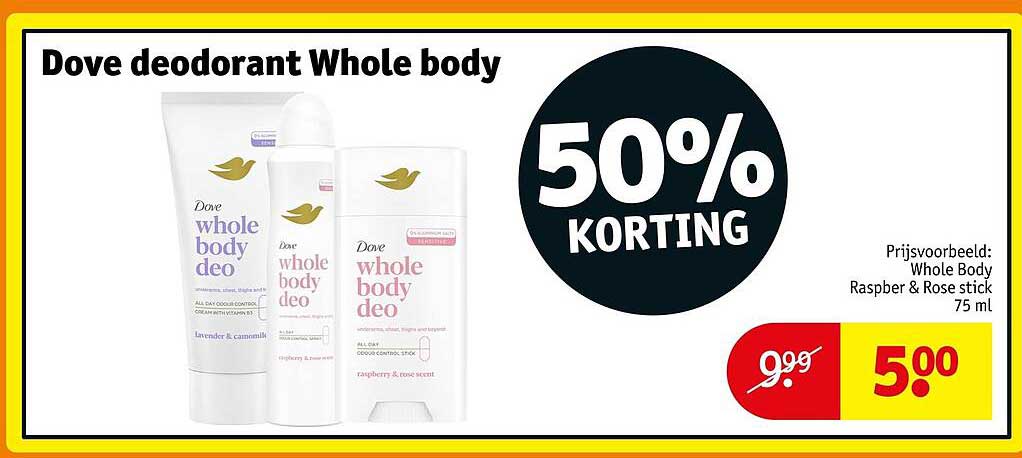 Dove deodorant Whole body 50% KORTING