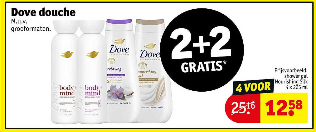 Dove douche 2+2 gratis