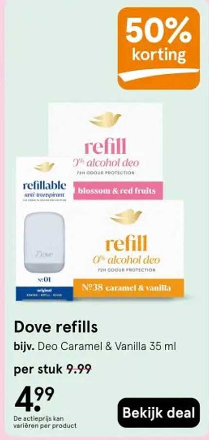 Dove refills 50% korting