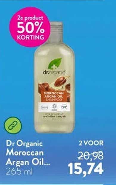 Dr Organic Moroccan Argan Oil... 265 ml 2e product 50% KORTING