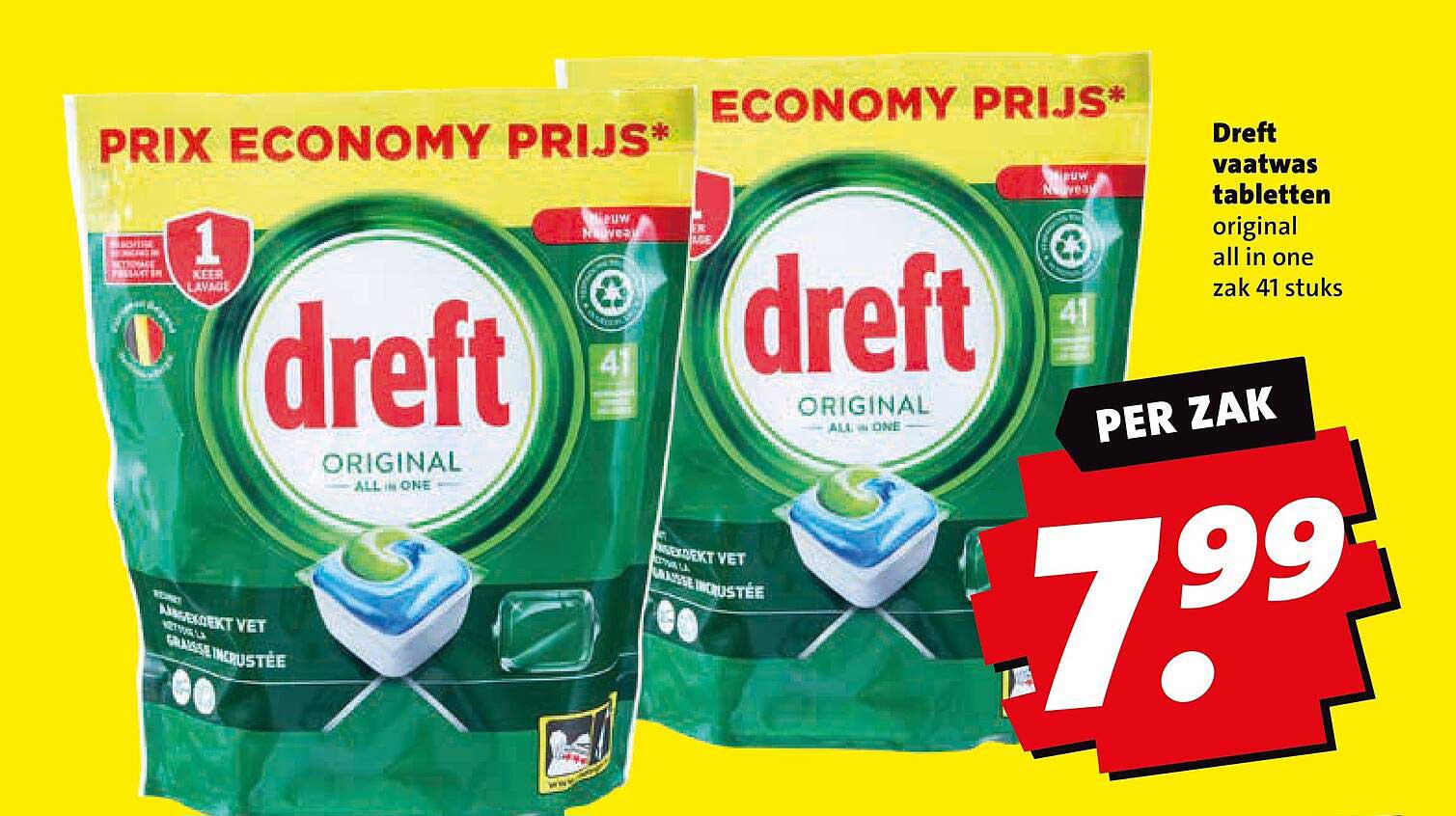 Dreft vaatwas tabletten original all in one zak 41 stuks