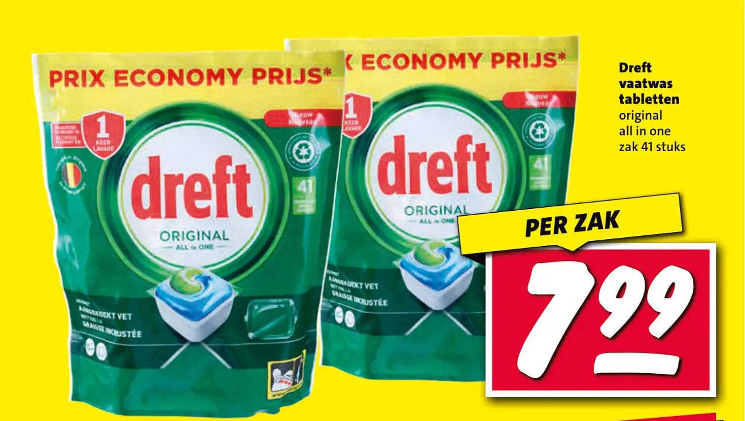 Dreft vaatwas tabletten original all in one zak 41 stuks