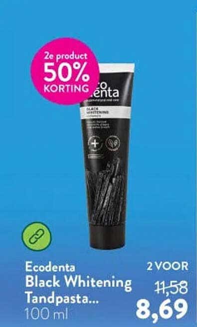 Ecodenta Black Whitening Tandpasta... 2e product 50% KORTING