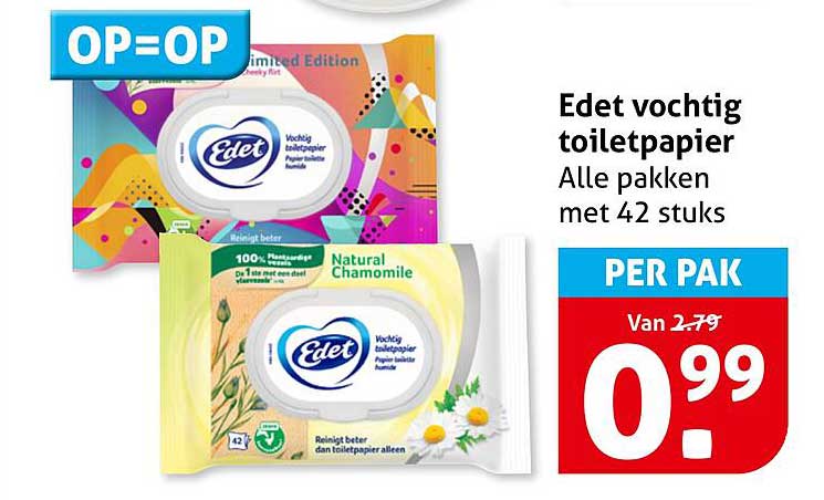 Edet vochtig toiletpapier Alle pakken met 42 stuks