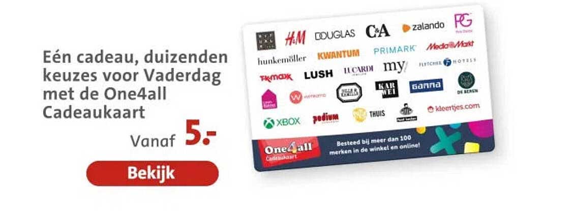 Eén cadeau, duizenden keuzes voor Vaderdag met de One4all Cadeaukaart