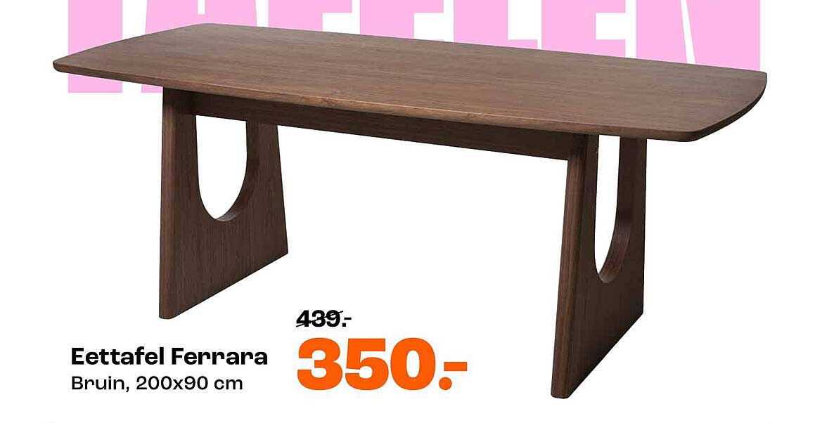 Eettafel Ferrara Bruin, 200x90 cm