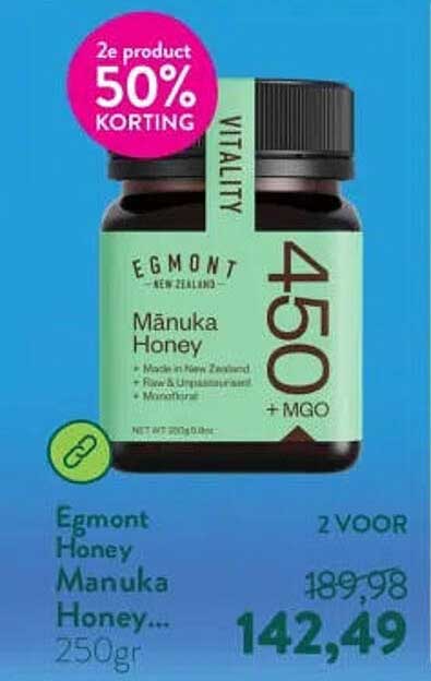 Egmont Honey Manuka Honey... 250gr 2e product 50% korting