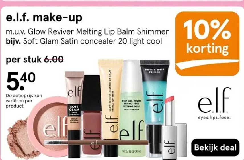 e.l.f. make-up 10% korting