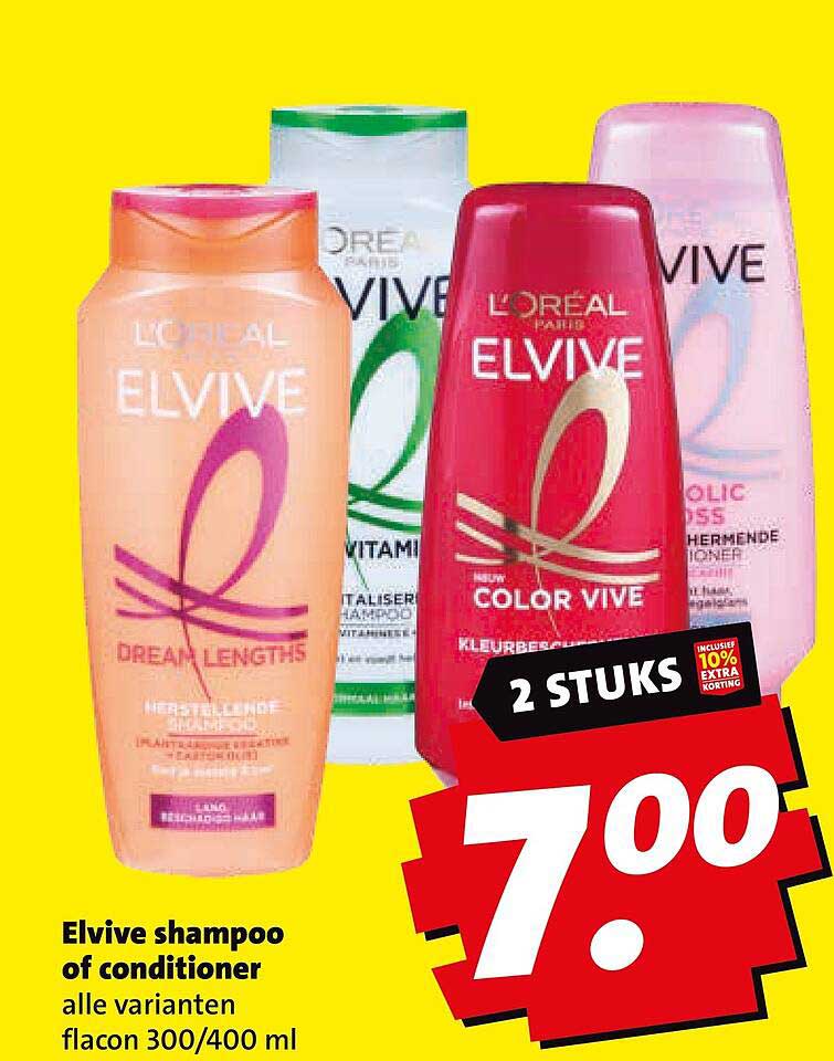 Elvive shampoo of conditioner alle varianten flacon 300/400 ml 2 stuks