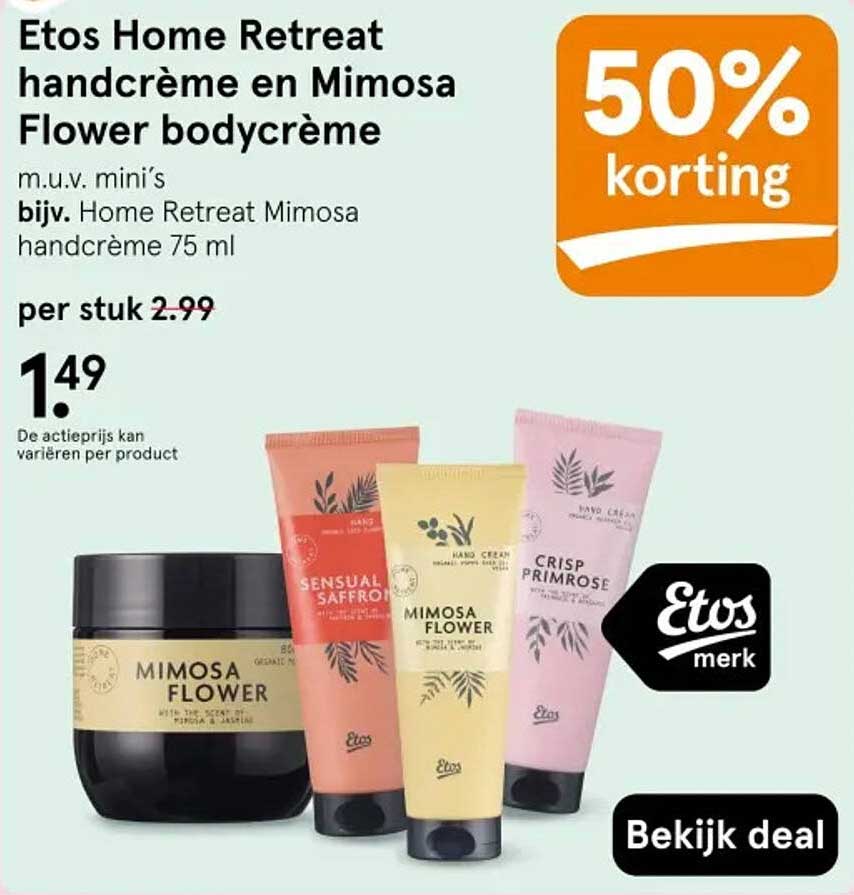 Etos Home Retreat handcrème en Mimosa Flower bodycrème