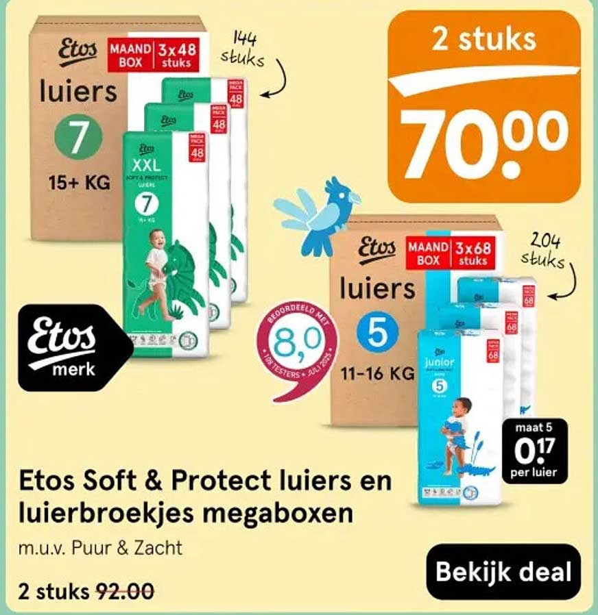 Etos Soft & Protect luiers en luierbroekjes megaboxen