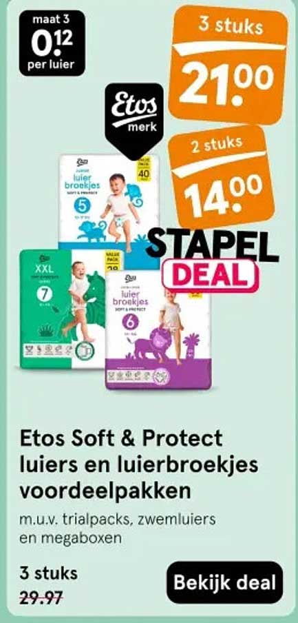 Etos Soft & Protect luiers en luierbroekjes voordeelpakken