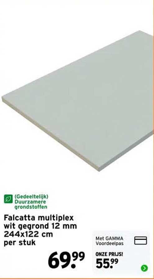 Falcatta multiplex wit gegrond 12 mm 244x122 cm per stuk