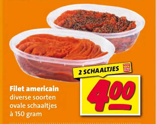 Filet americain diverse soorten ovale schaaltjes à 150 gram 2 schaaltjes