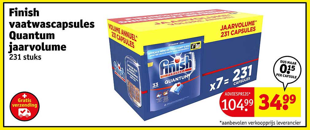 Finish vaatwascapsules Quantum jaarvolume 231 stuks