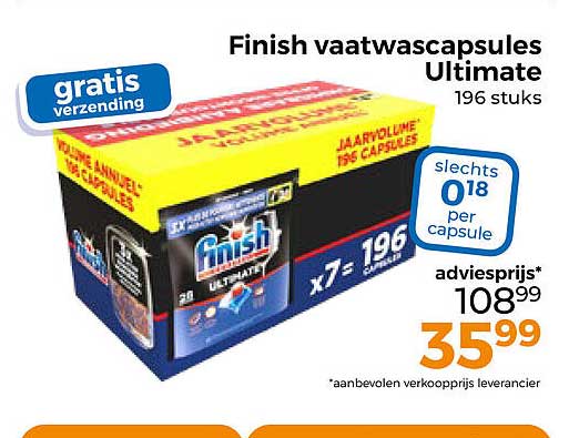 Finish vaatwascapsules Ultimate 196 stuks