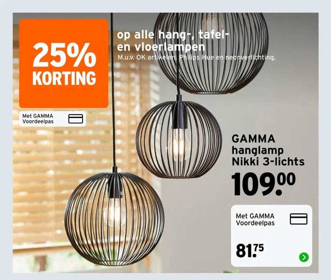 GAMMA hanglamp Nikki 3-lichts 25% KORTING