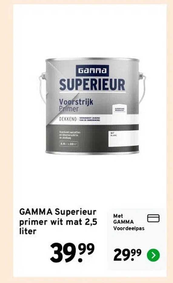 GAMMA Superieur primer wit mat 2,5 liter