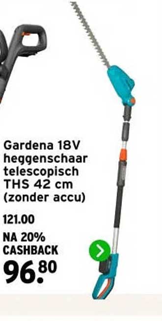 Gardena 18V heggenschaar telescopisch THS 42 cm (zonder accu) NA 20% CASHBACK