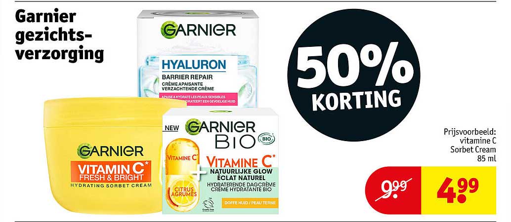 Garnier gezichtsverzorging 50% korting