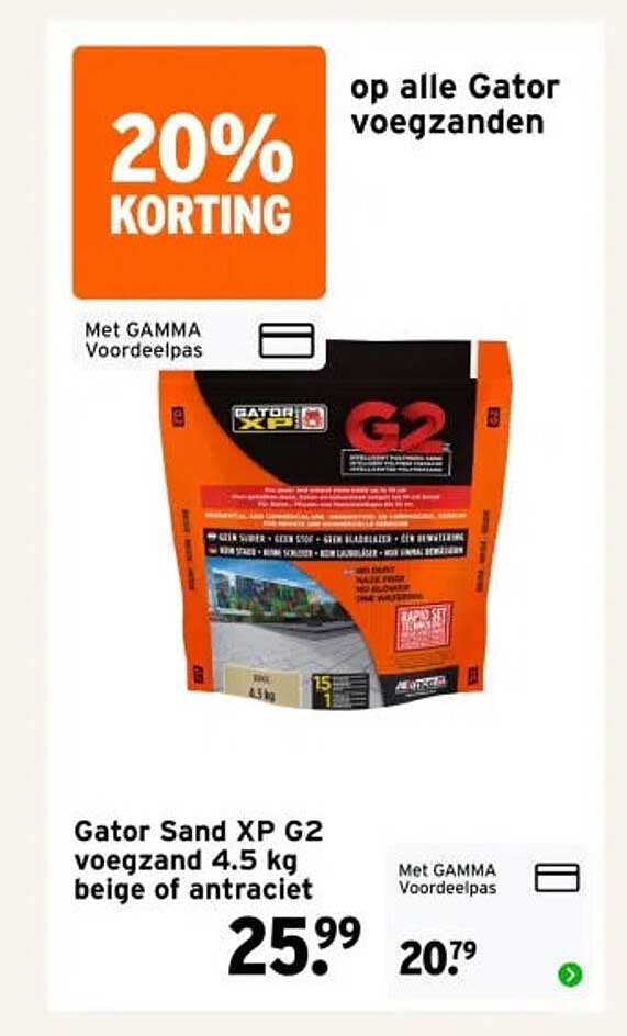 Gator Sand XP G2 voegzand 4.5 kg beige of antraciet