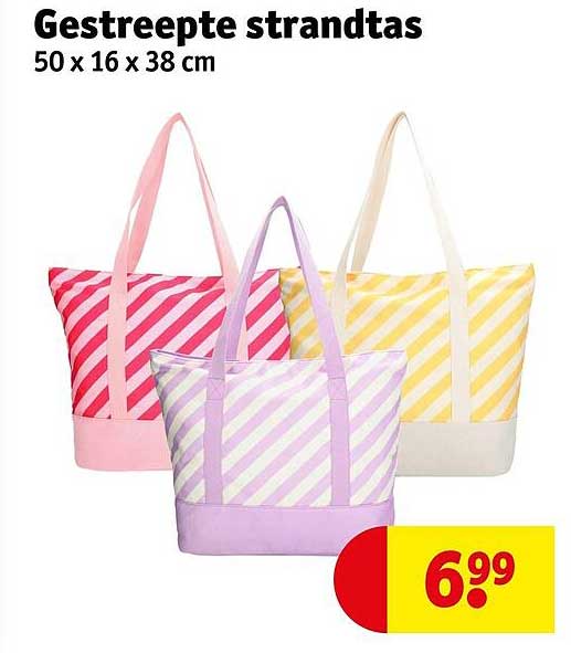Gestreepte strandtas 50 x 16 x 38 cm