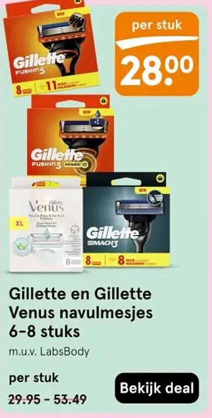 Gillette en Gillette Venus navulmesjes 6-8 stuks