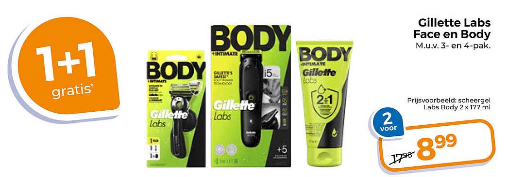 Gillette Labs Face en Body 1+1 gratis